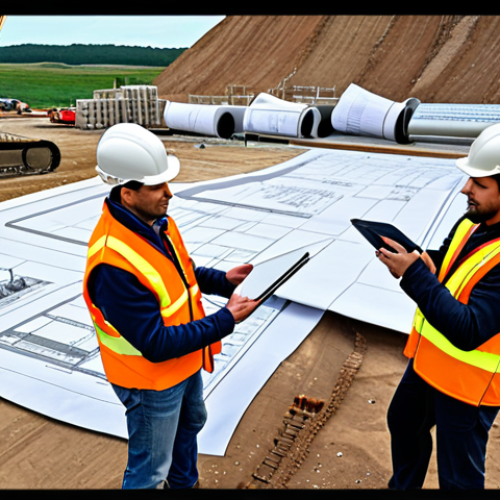 Home 4 **
"Civil engineers working on a plant construction site, reviewing blueprints with BIM software on laptops, showcasing site preparation and foundation work, with heavy machinery in the background."
**